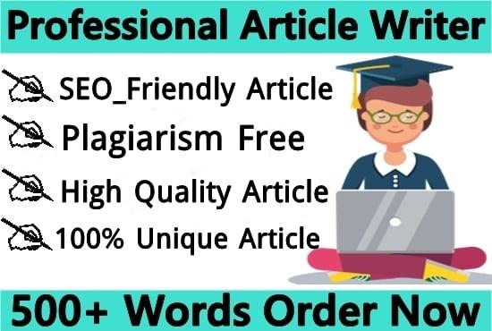 I will provide 500 Plus words unique Article and content writing for your website 