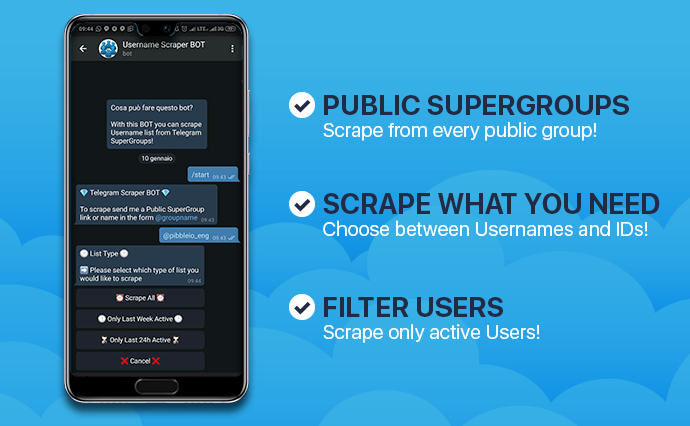 Scrape Username Lists from Telegram with this BOT