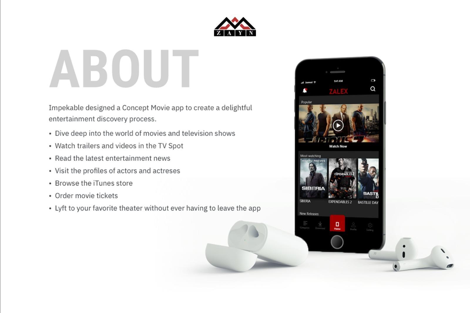 Mobile App Design - Zalex Movies