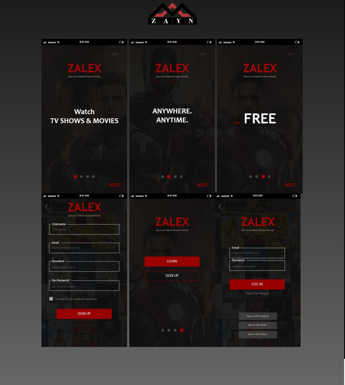 Mobile App Design - Zalex Movies