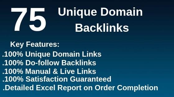 Do 75 unique domain dofollow backlinks high quality DA with $3