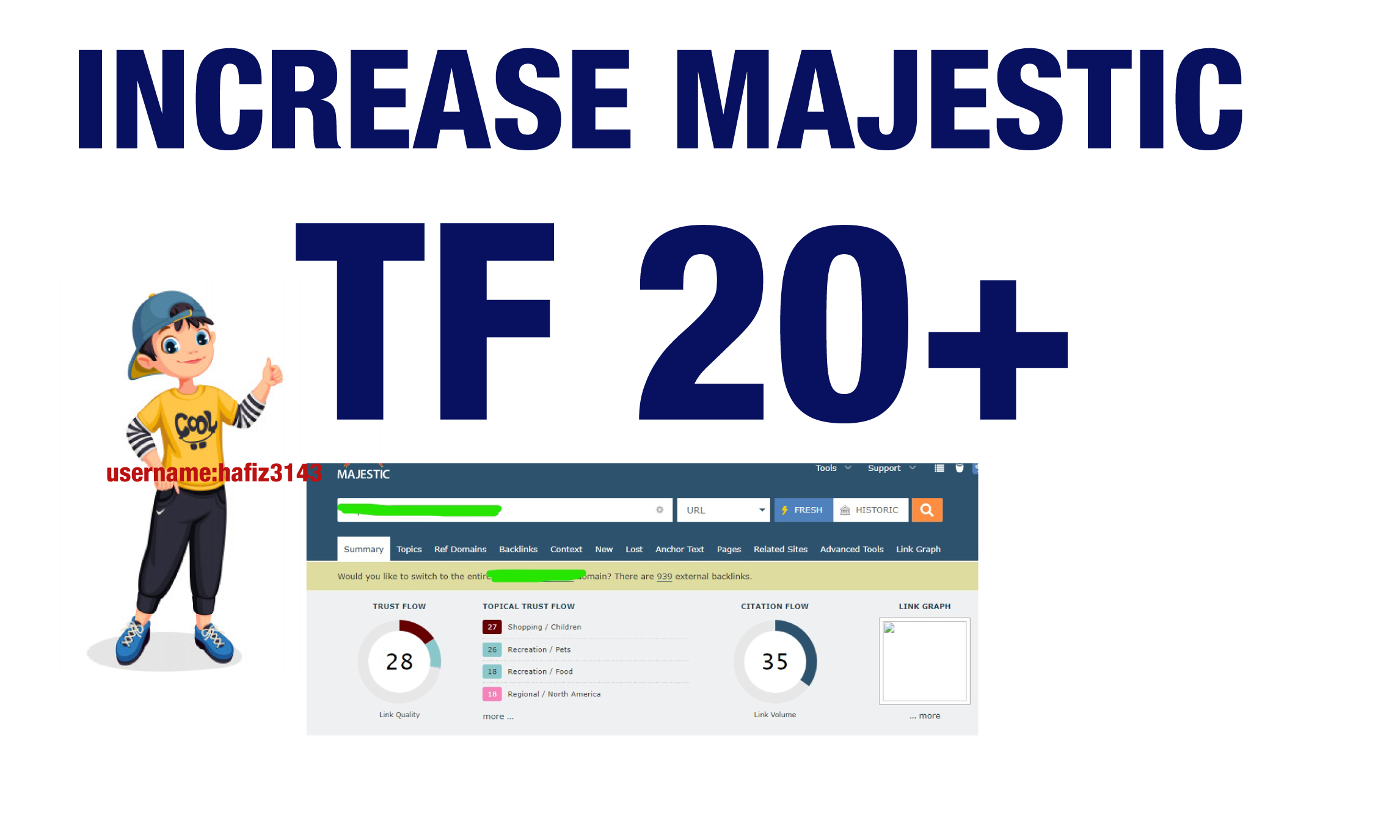 I will Help You To Increase Majestic Trust Flow URL Rating 20 Plus 