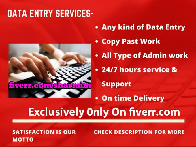 I can do any type of Data Entry work with 100% accuracy
