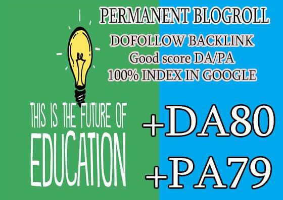 Give your backlink on da80x6 EDUCATION blogroll dofollow