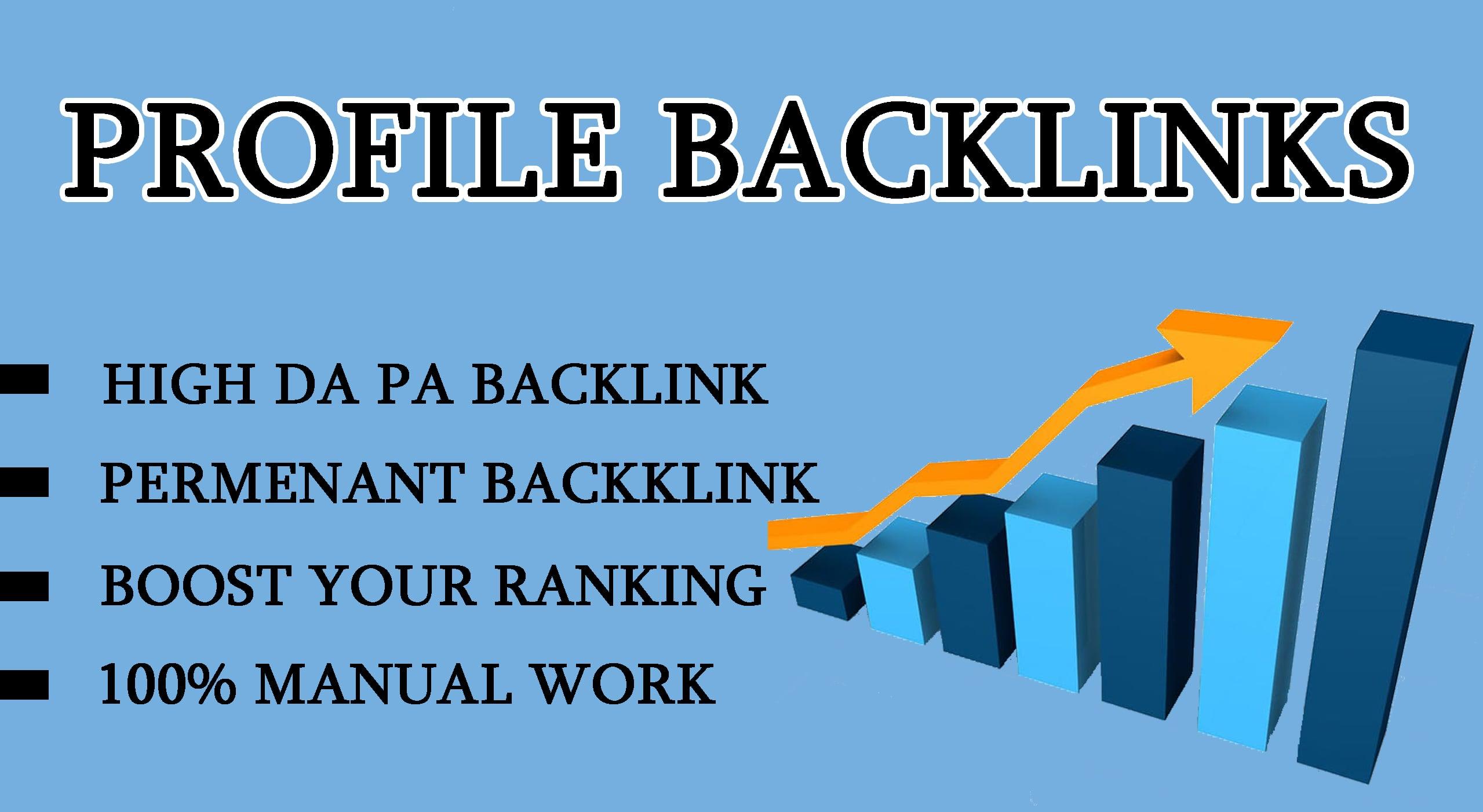 I will provide 30 profile Backlinks on High DA PA