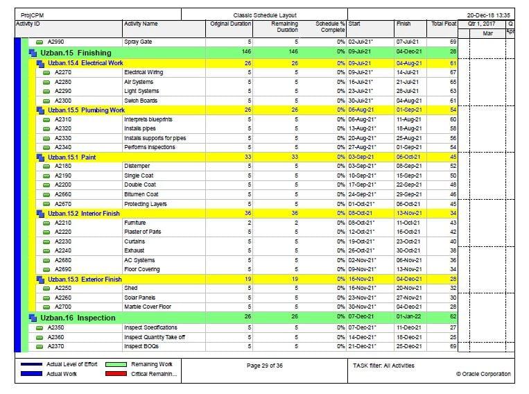 I make gantt charts on Primavera p6