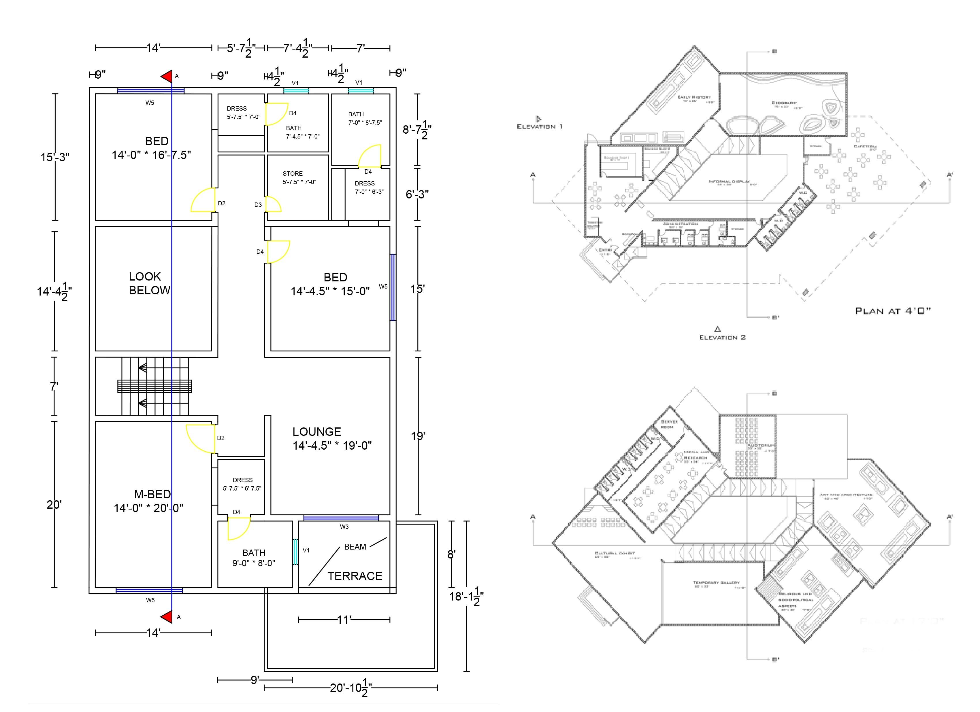 Architecture Plans,Sections,Blueprints 2D,3D by AutoCAD and Sketchup