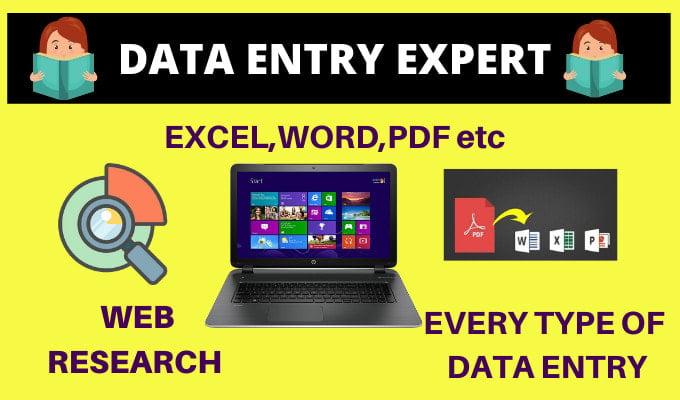 I will do fast data entry, excel data cleaning