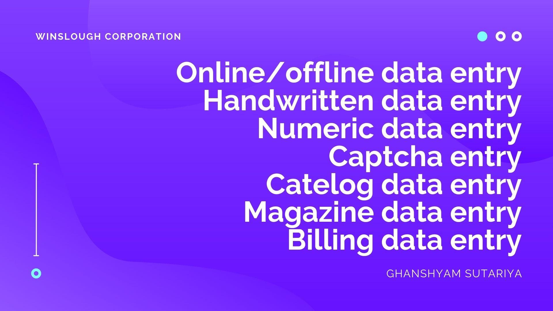 I can do all kind of data entry work for you