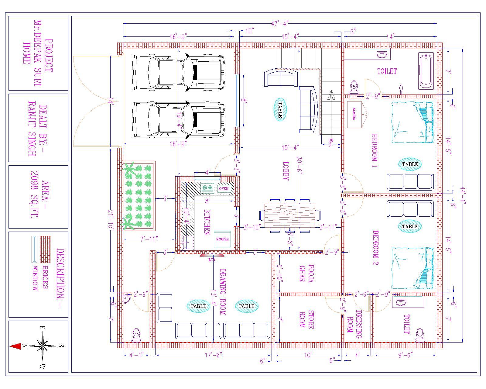 Autocad 2d Civil, Interior And Mechanical Drawings