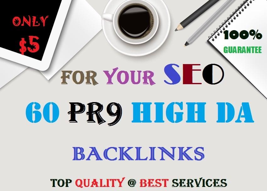 60 PR9 HIGH DA BACKLINKS,TOP QUALITY 