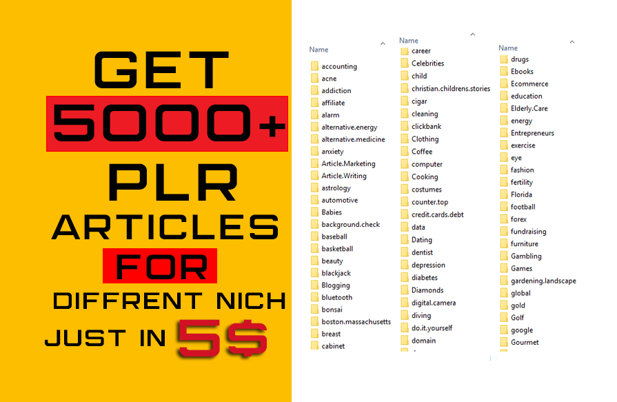 Get 5000+ Articles For Different Nich 