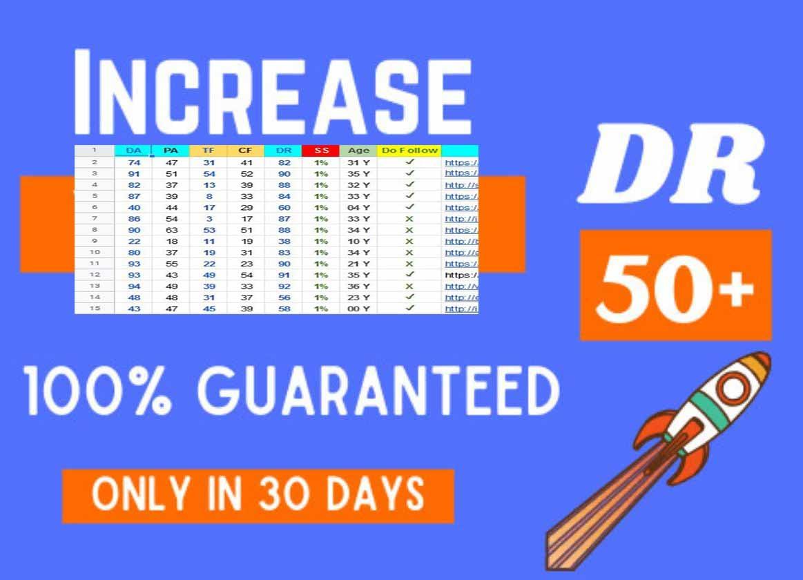 Increase domain rating ahref DR upto 40 to 50 plus