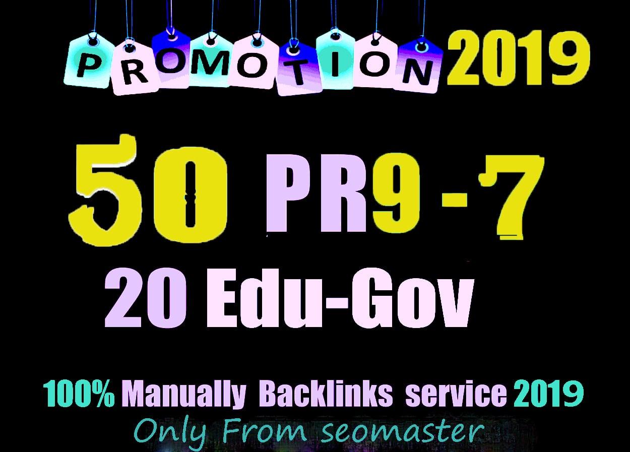 50 PR9 DA 80-100 + 20 EDU - GOV Highpr Safe SEO Authority Backlinks 