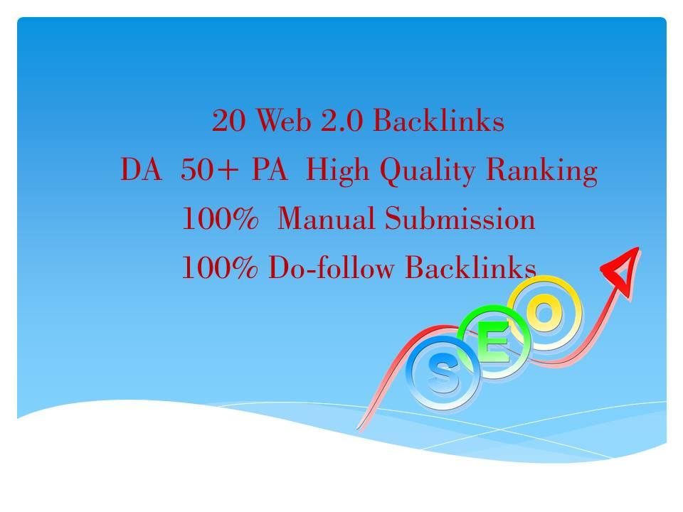 i will do web.2.0 backlinks DA 50+PA High Quality Do-Follow