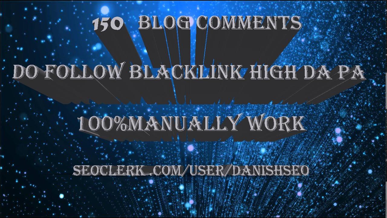 150 Blog comment backlink DA PA