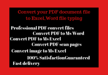 Convert your PDF document file to Ms Excel,MS word files