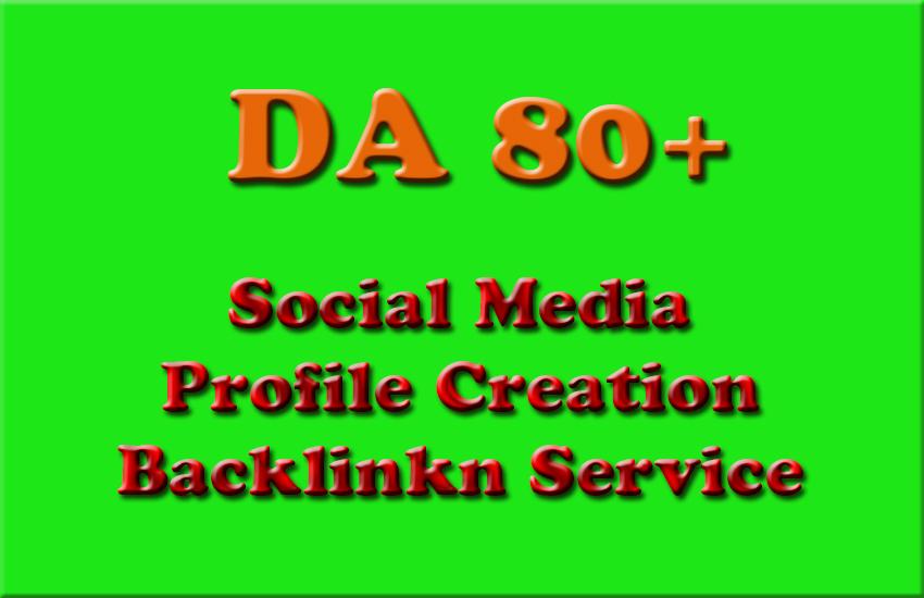 DA 80+ 110 High PR Social Profile Creation SEO Backlinks