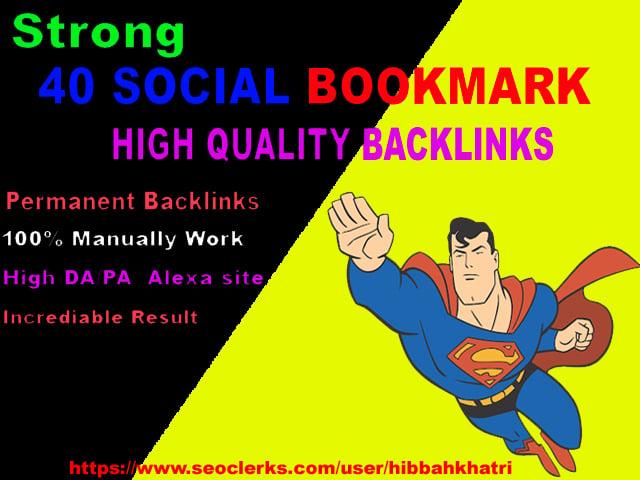 create 40 social bookmark backlinks manually