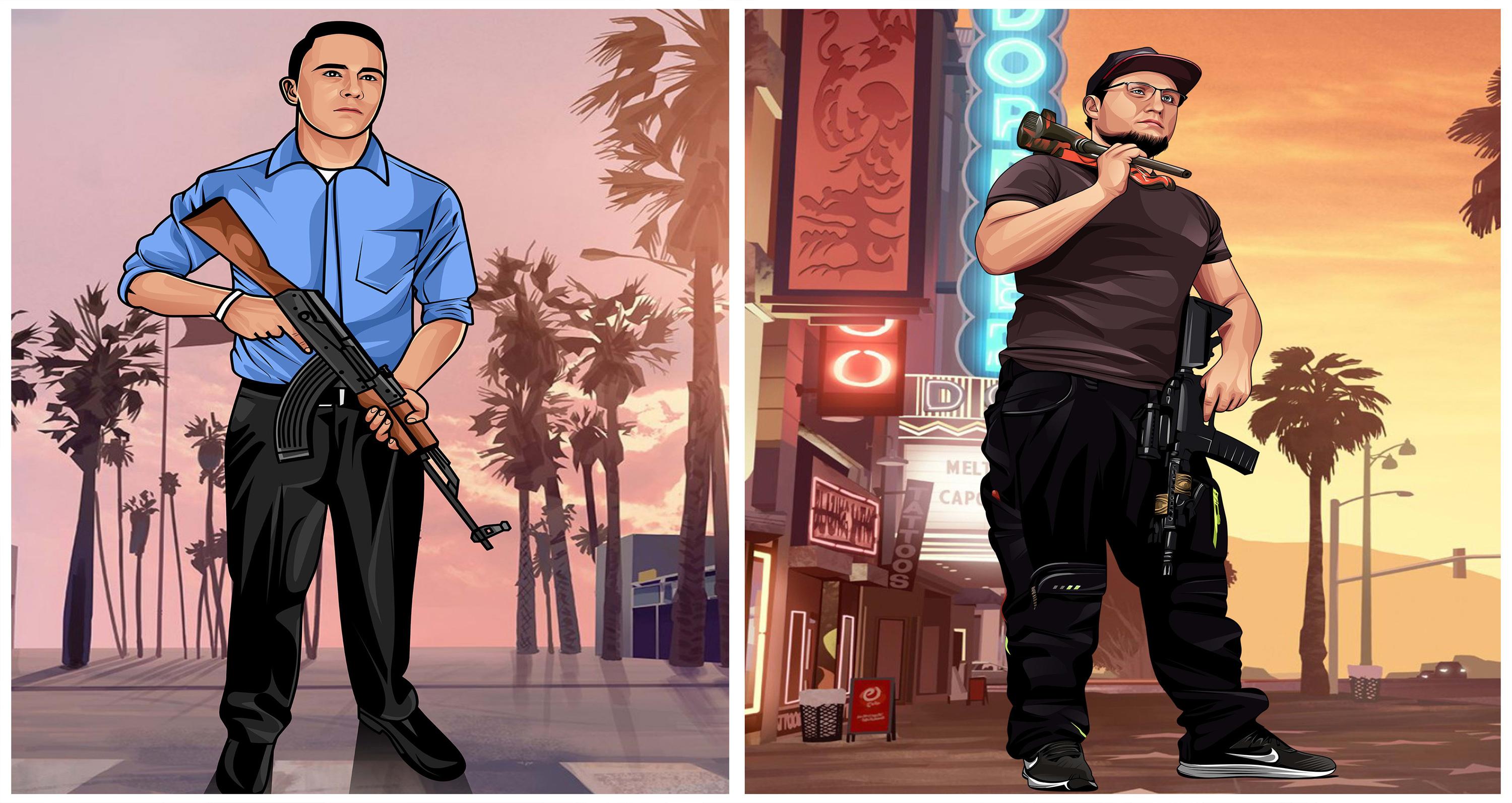 I will draw your gta style cartoon portrait from your photo