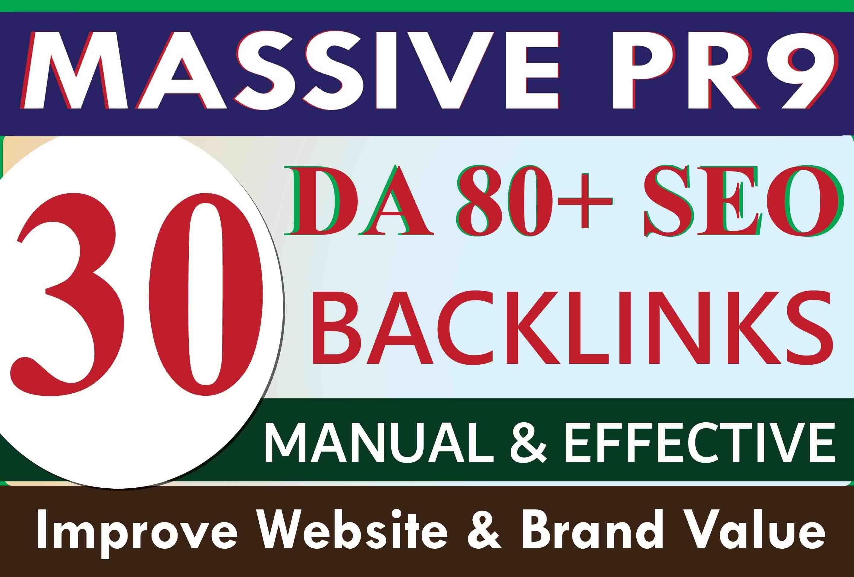Boost your ranking by manual high authority DA 80+ PR9 SEO backlinks