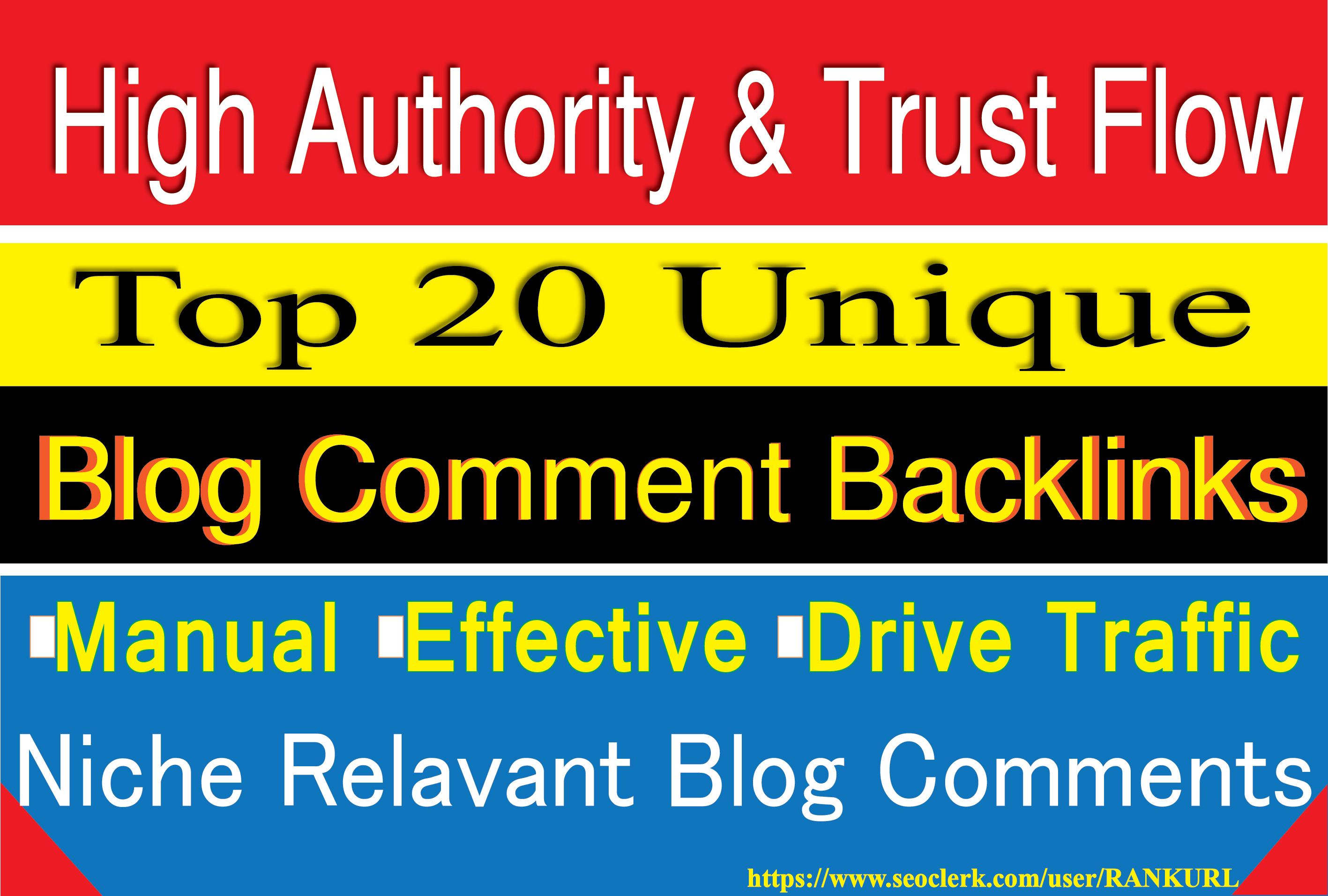 20 SEO Blog Comment- Niche Relevant or your business type Blog Comments Backlinks Manually