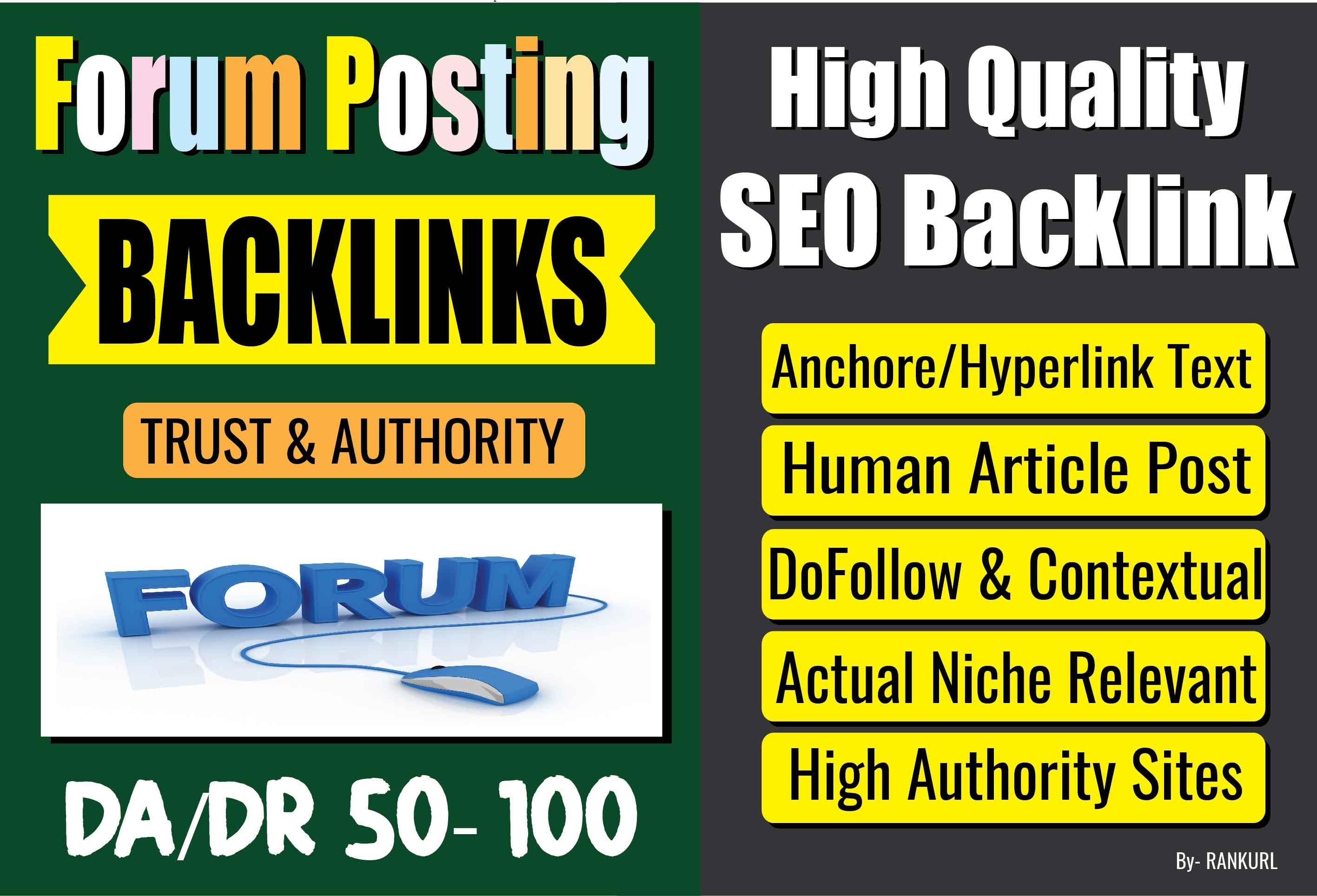 Niche Superstrong 6 Forum Posting Dofollow Contextual SEO Backlinks Manually for Google's Top Rank