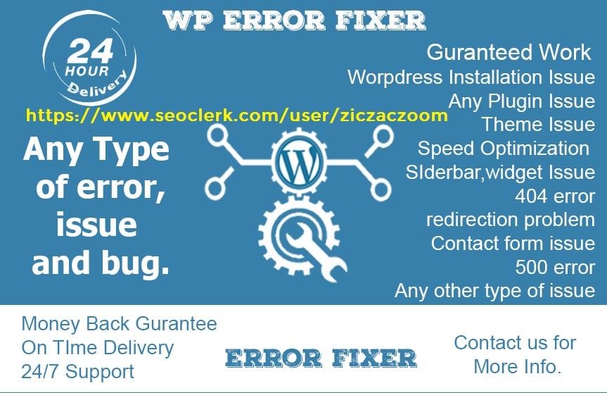 Fix WordPress Errors, Bugs, PHP, Technical Problem, Within 1 Day