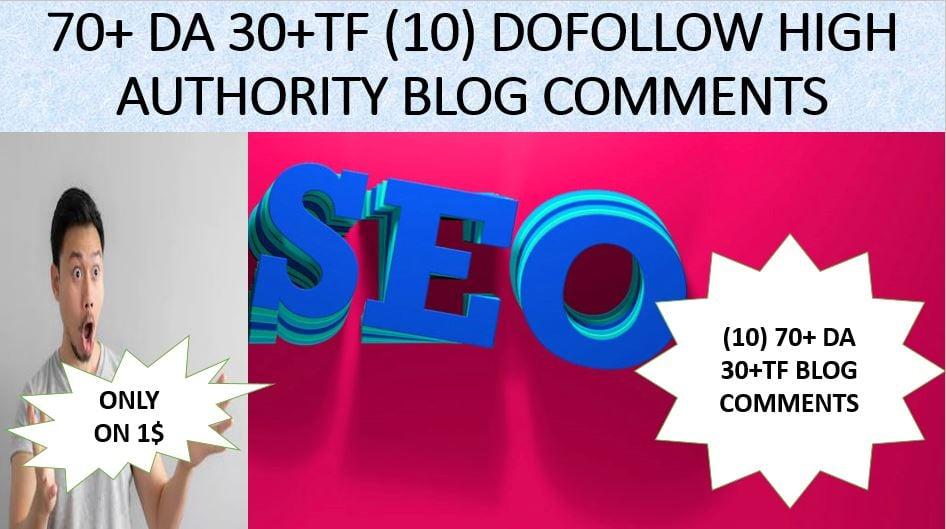 Provide Unique (10) 70+ 30 TF blog comments high authority backlinks