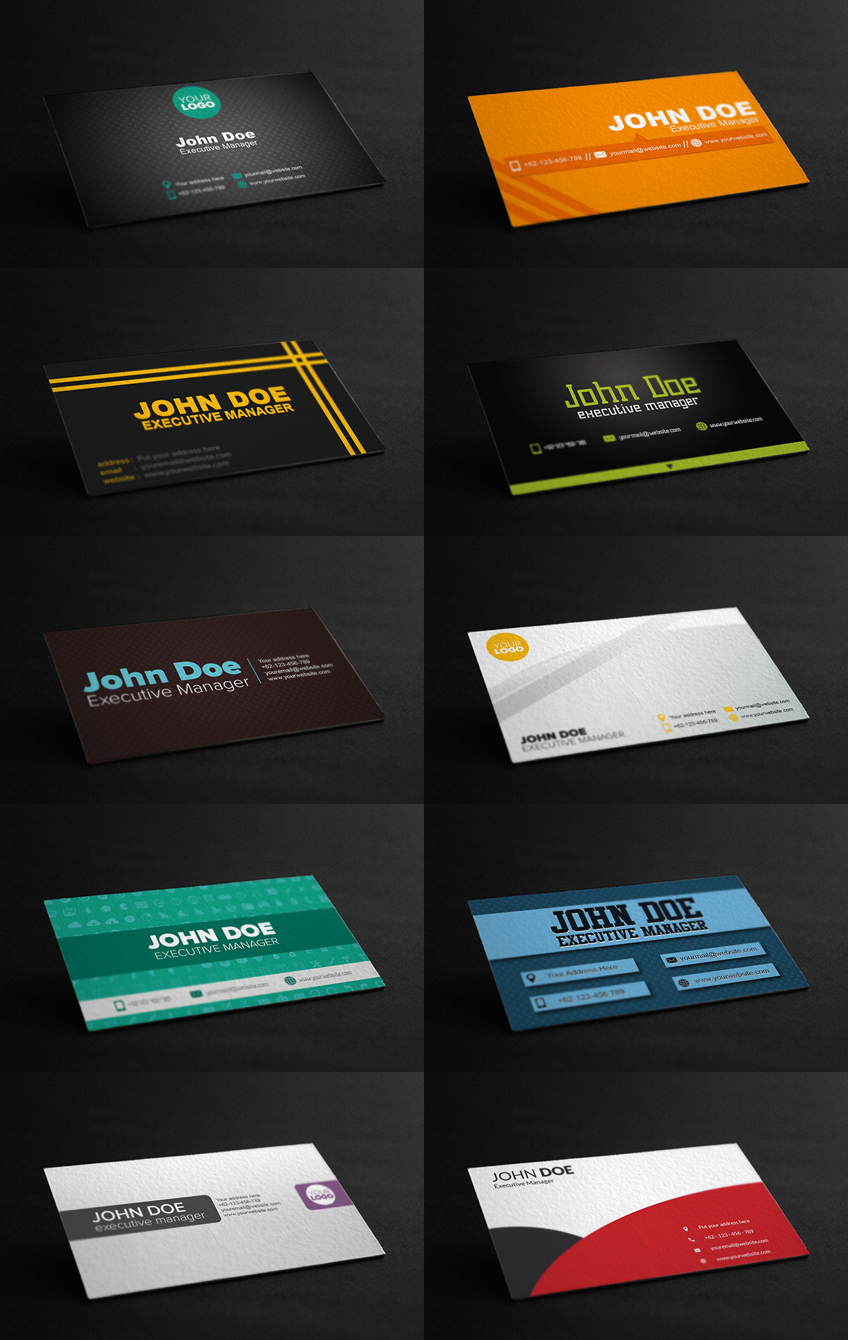 Get Bundle of 10 Pre-made Editable Business Cards ,Visiting Cards