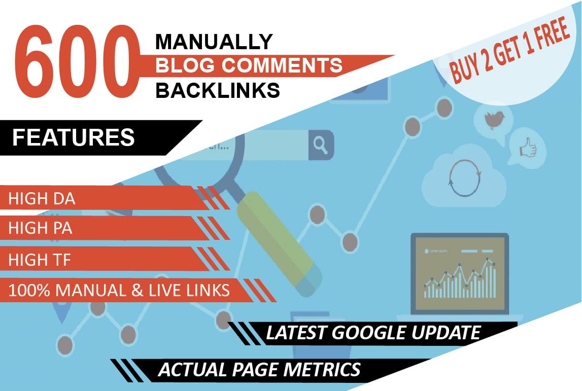 I will do 600 unique trust flow blog comment manually on good ranking sites