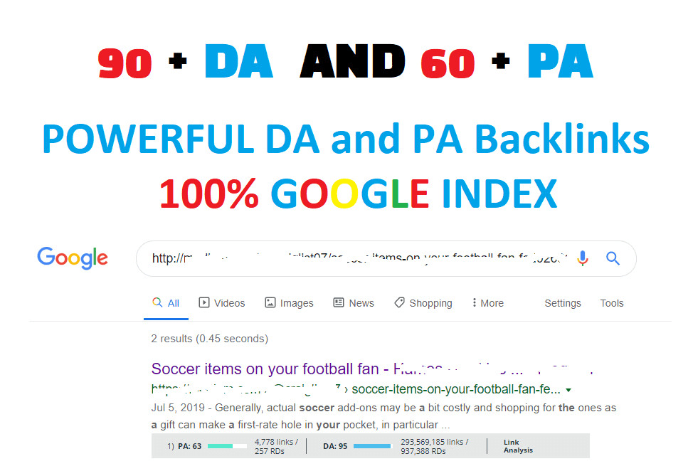 Powerful DA 90 and PA 60 - Google Index Ready