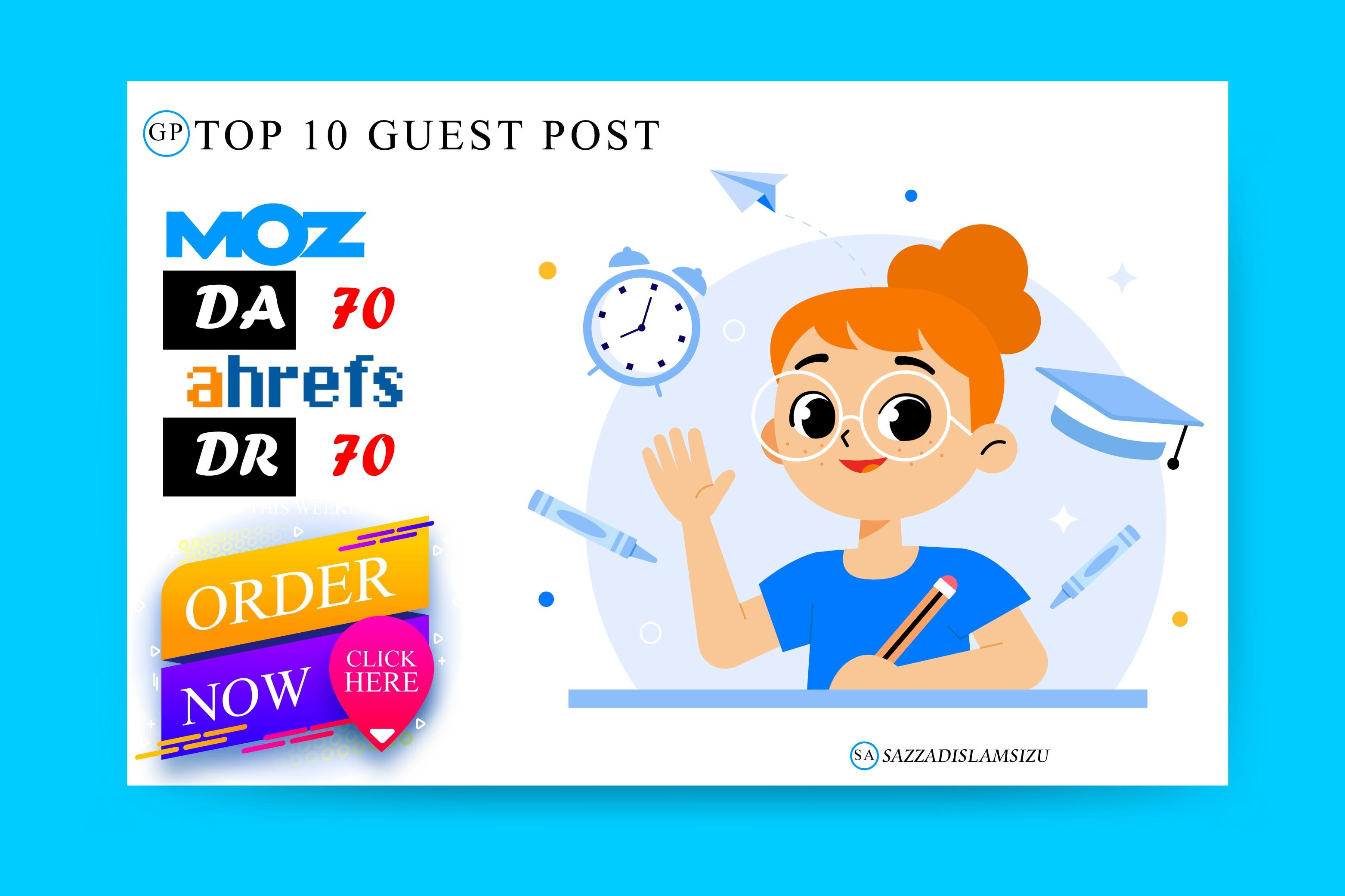 Top 10 high da guest posts on da70 guest posting site