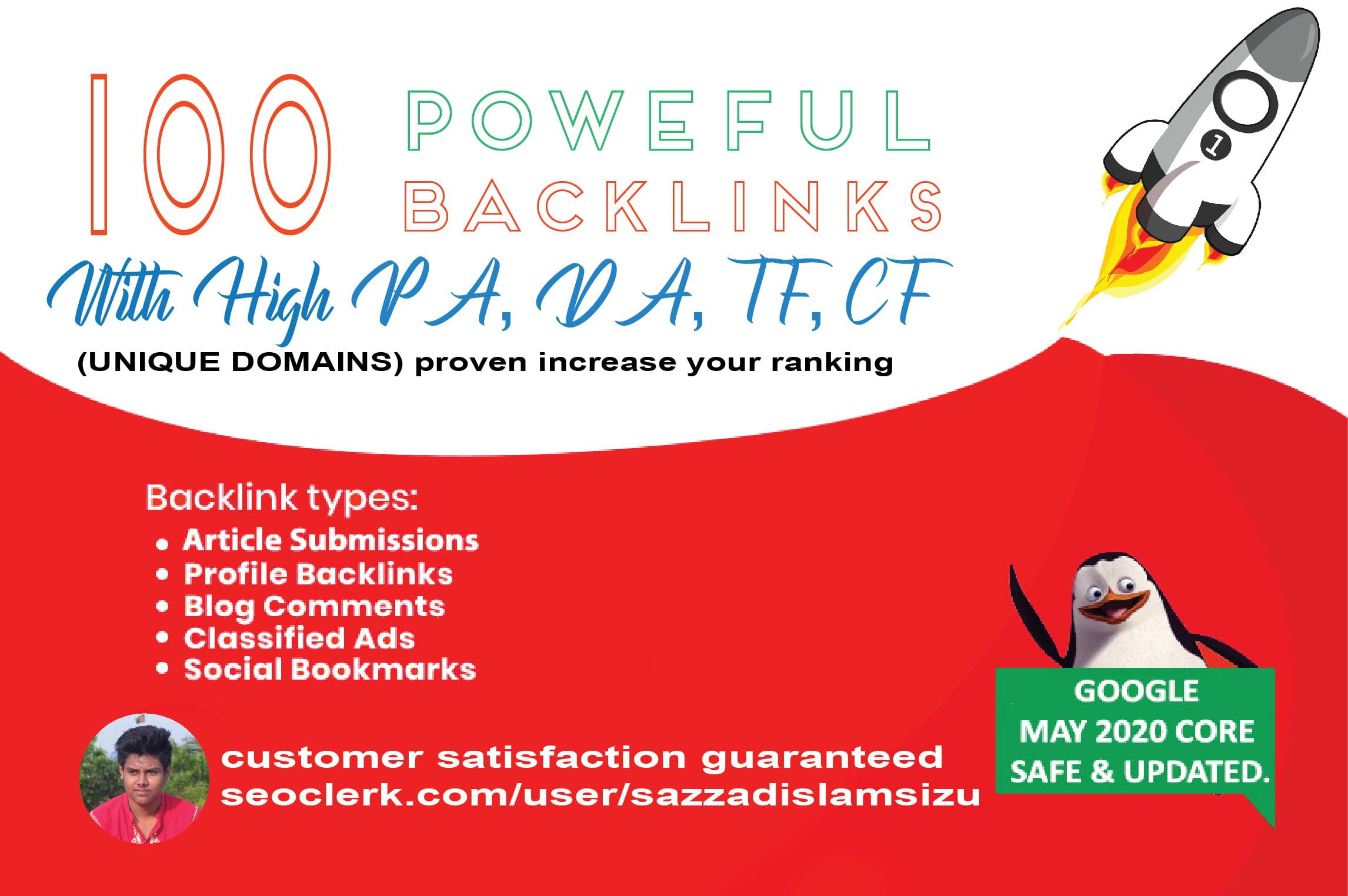Increase Ranking with 100 Unique Domain High Authority quality Backlinks