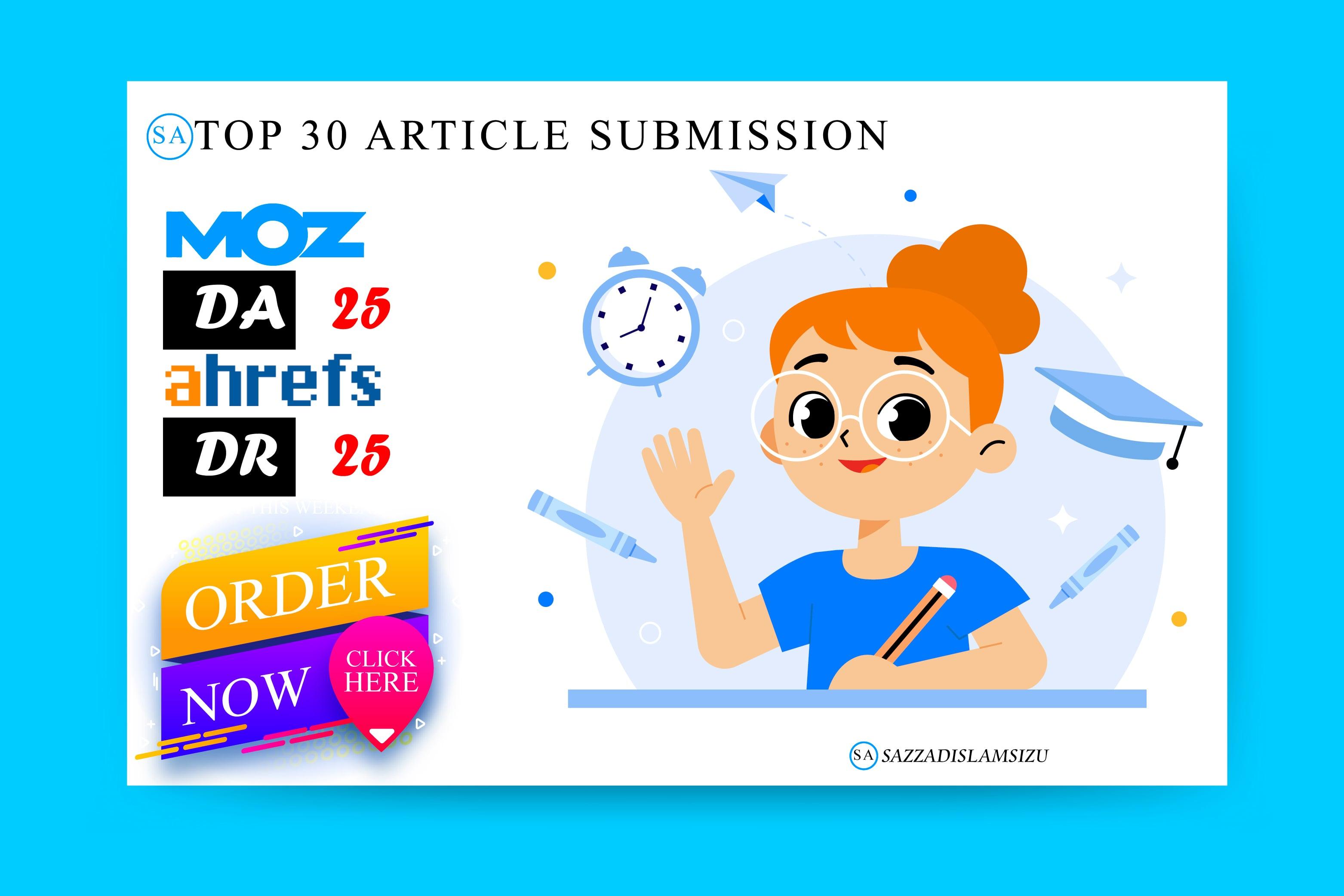 High Authority 30 Article Submission contextual authority backlinks