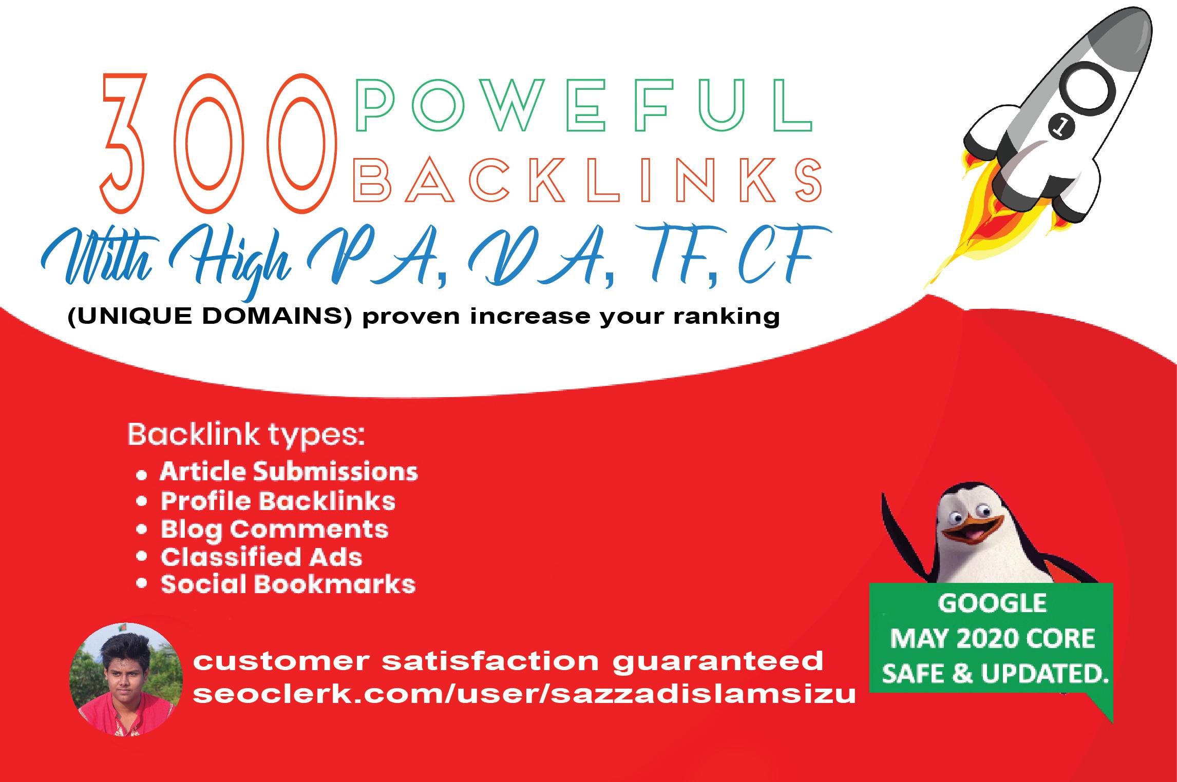 Increase Ranking with 300 Unique Domain High Authority quality Backlinks