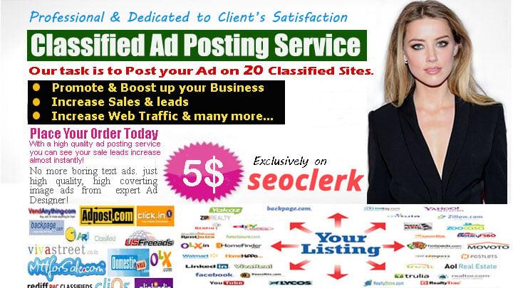 do PROFESSIONAL Ads Posting on TOP Classified sites of USA, UK & Canada except Craigslist