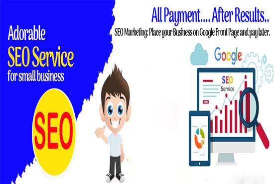 SEO marketing place your business on Google front page and pay later 