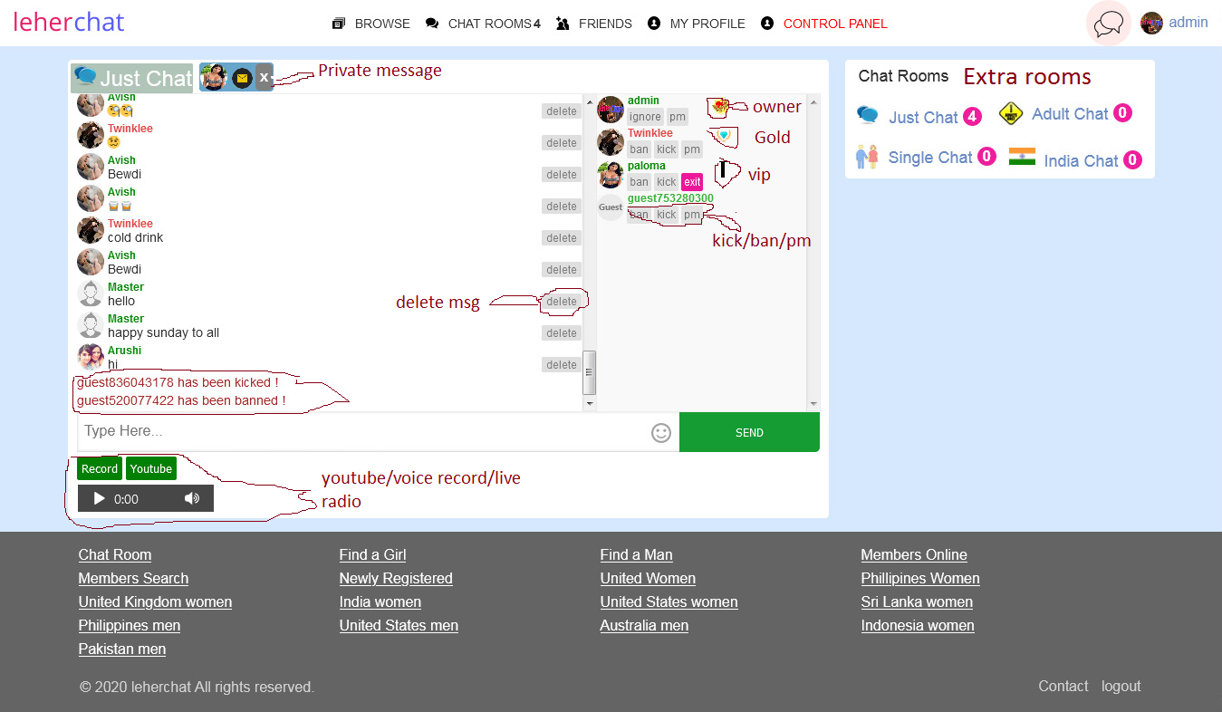  php group chat room web script with audio ,video call
