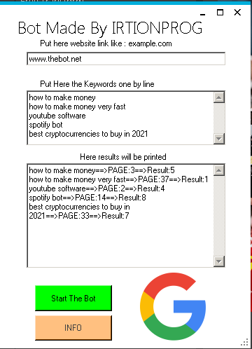 Google Bulk Url Rank Checker Bot