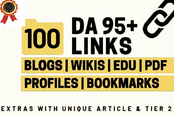 100+ High DA 30 to 95+ HQ Links to RANK your website and boost your web authority..