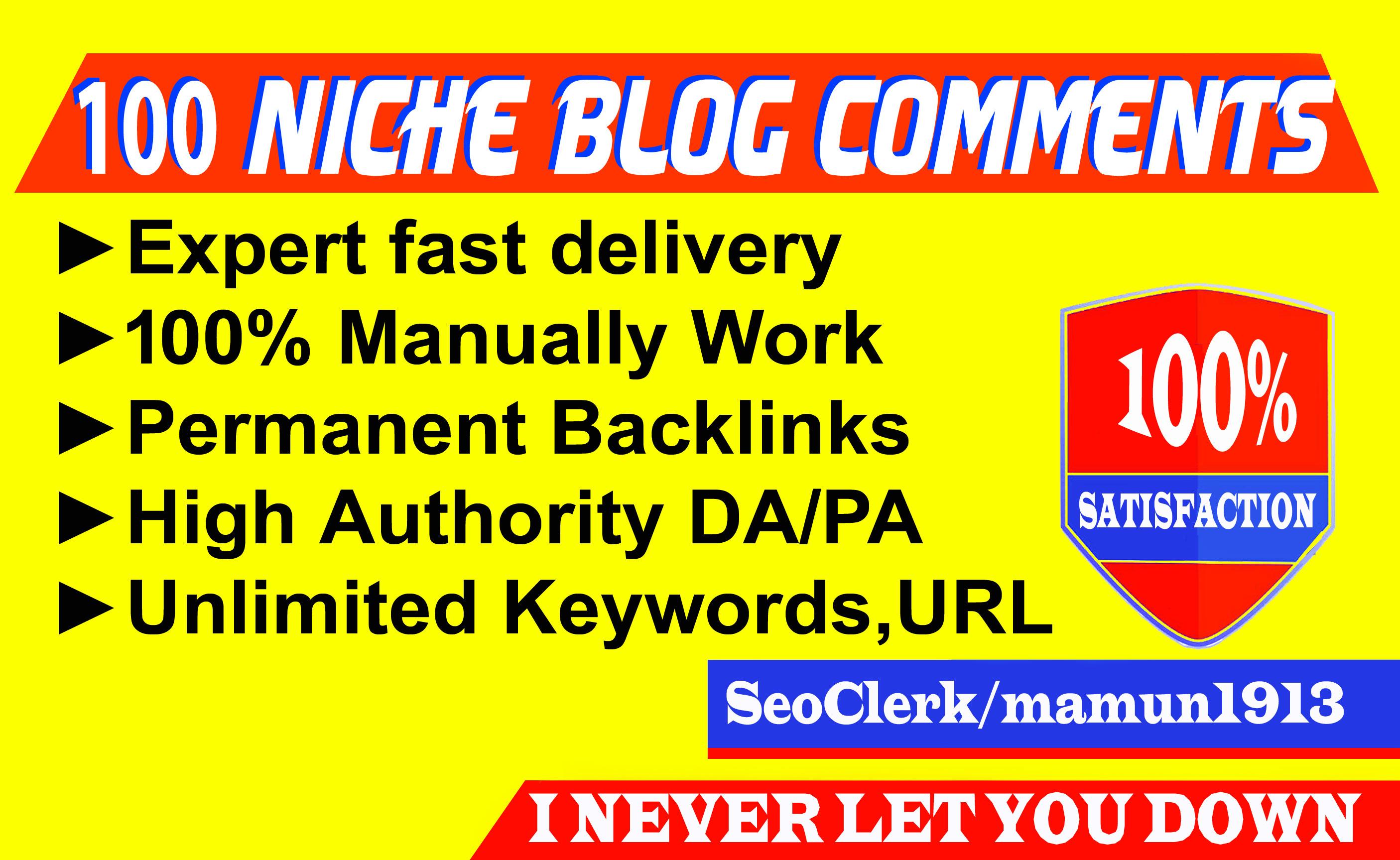 Build 100 Niche Blog Comments SEO Backlinks On High DA Blog