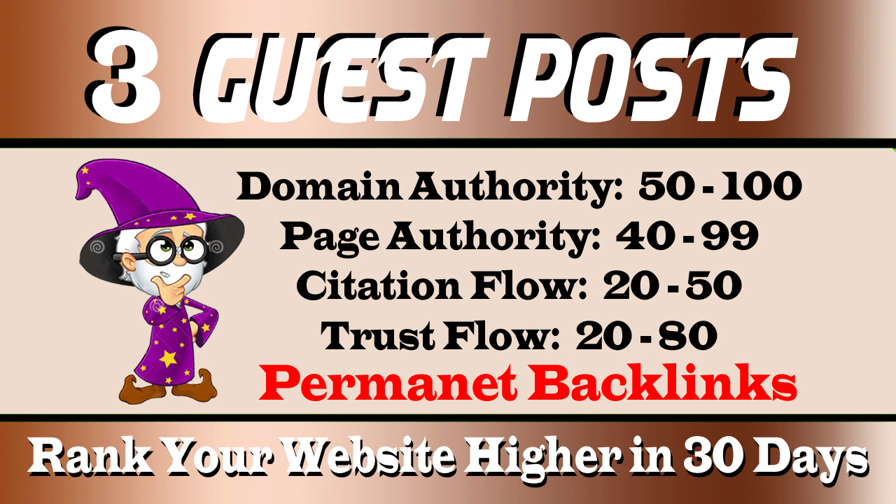 Write And Publish HQ 3 Guest Posts to Promote your websites Rank within short time