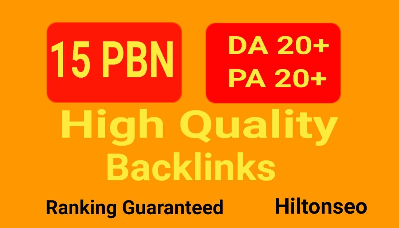 Build 15 High DA PA Home page PBN Backlinks Do-Follow Quality links
