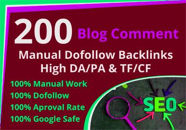 i will create 200 Dofollow blog comments with SEO backlinks
