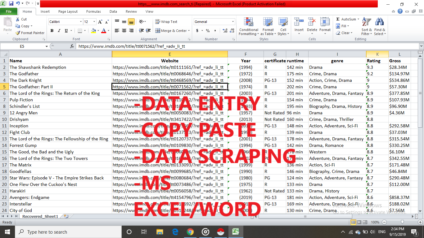 Virtual assistant for Data entry, Web scraping, Email extraction and File conversion