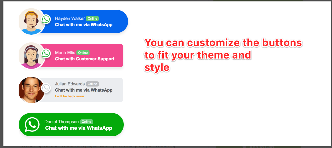 WhatsApp Custom Shortcode Buttons WordPress