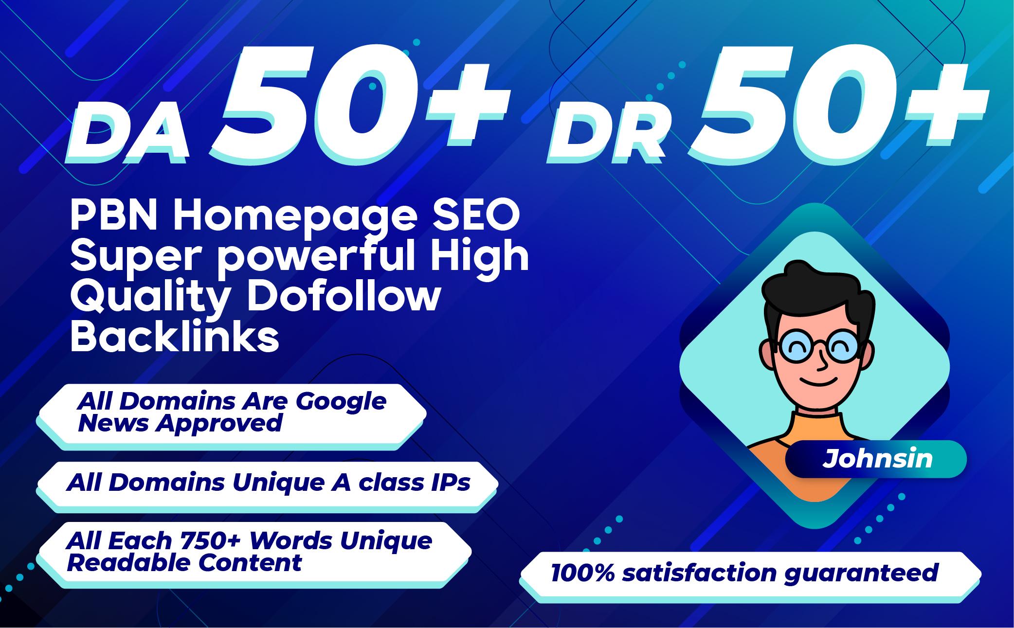 Build 20 PBN Permanent DA 50+ DR 50+ Homepage Dofollow SEO powerful High Quality Dofollow Backlinks