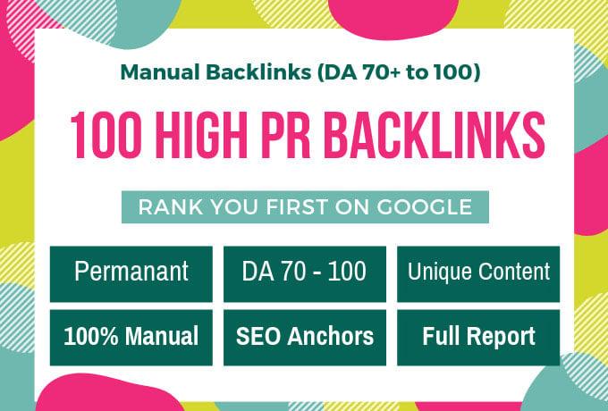 I will provide DR 70+ High Quality 100 dofollow Backlinks