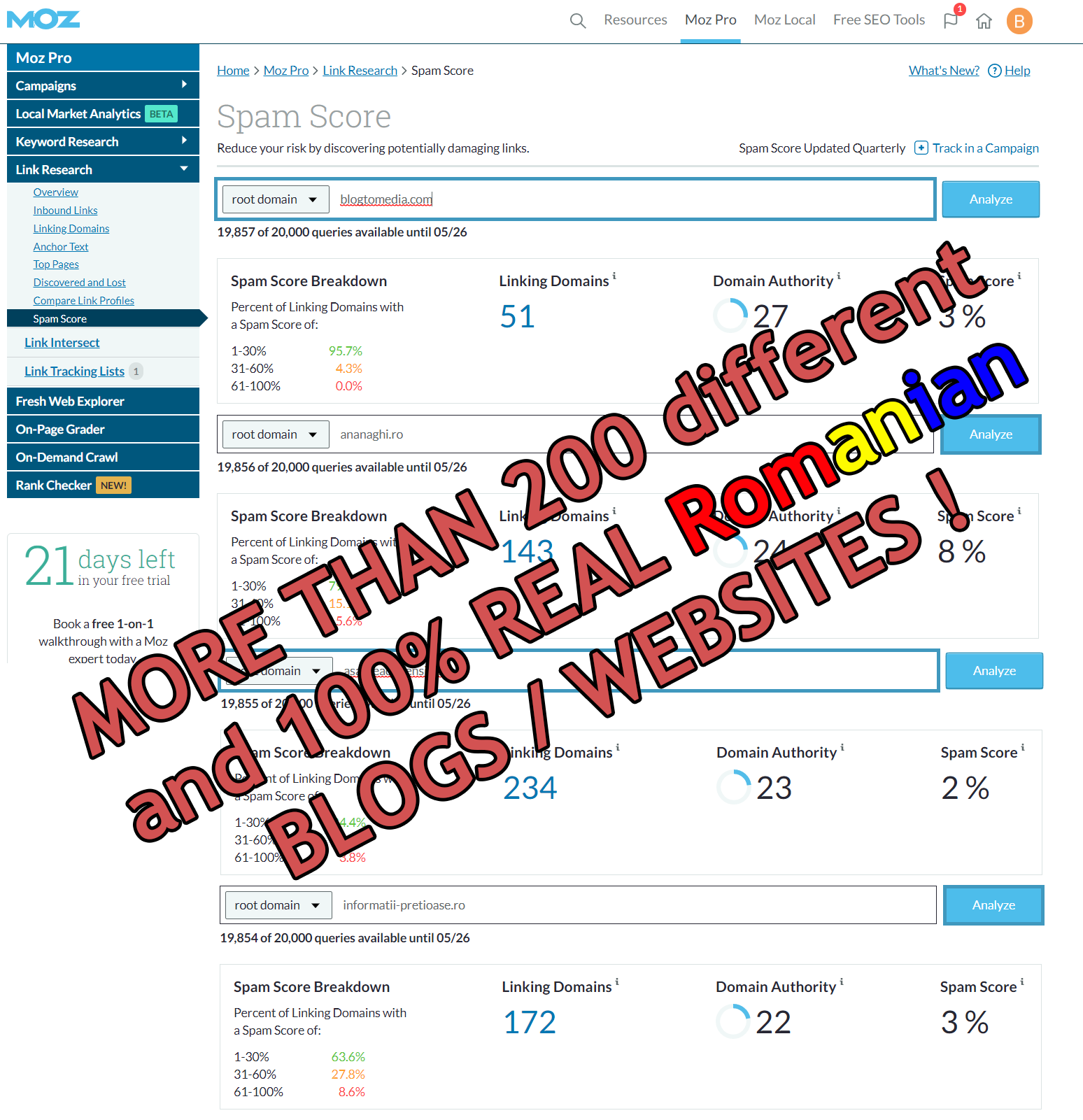 Only White SEO - We will POST an article on High DA (no SPAMM Score) on Romanian real BLOGS